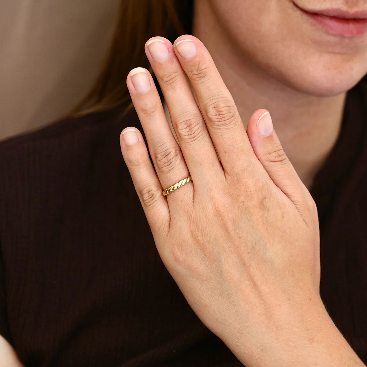 Soleil Collection Twisted Rope Dress Ring | 9K Yellow Gold - Image 6