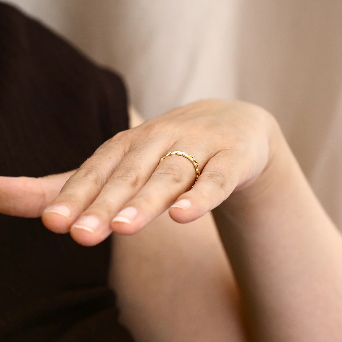 Soleil Collection Twisted Rope Dress Ring | 9K Yellow Gold - Image 8