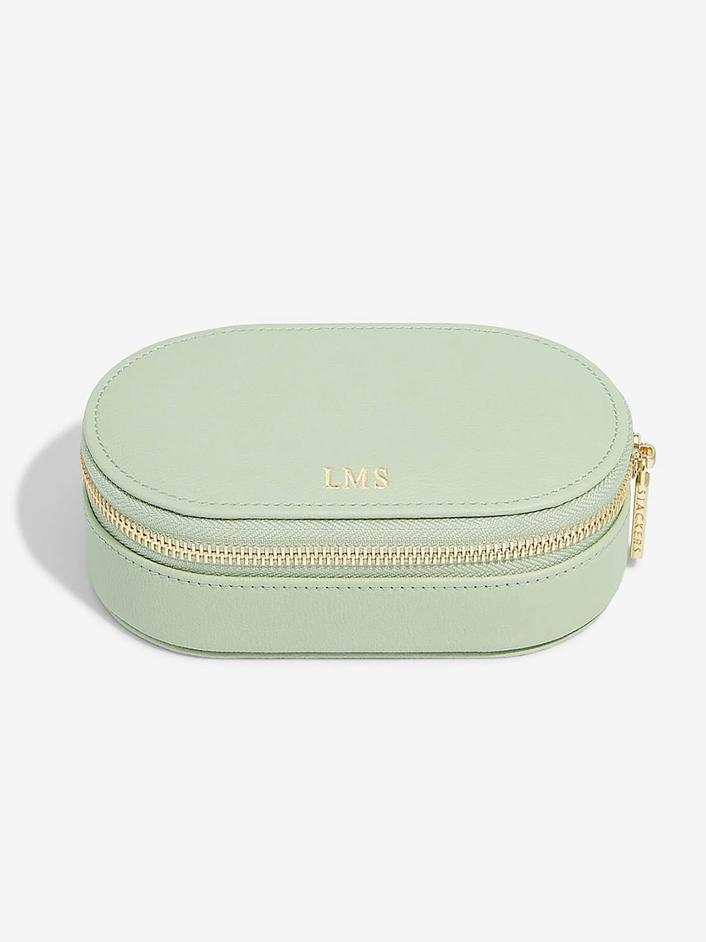 Stackers Sage Green Oval Zipped Travel Jewellery Box - Image 2