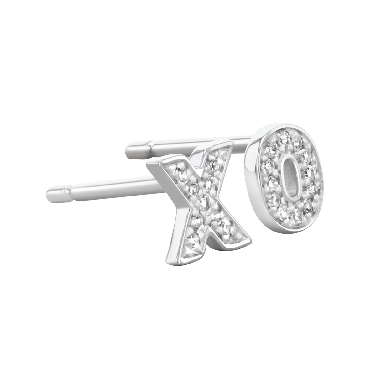 Personalised Luxury Diamond XO Earrings | 9K White Gold - Image 3