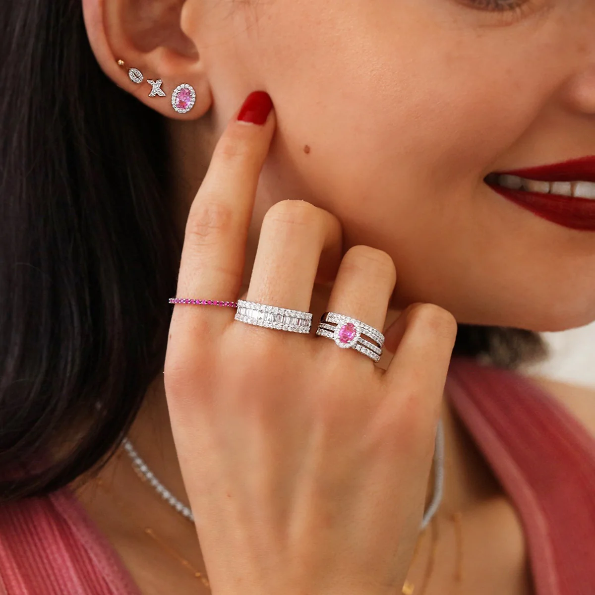 Personalised Luxury Diamond XO Earrings | 9K White Gold - Image 4